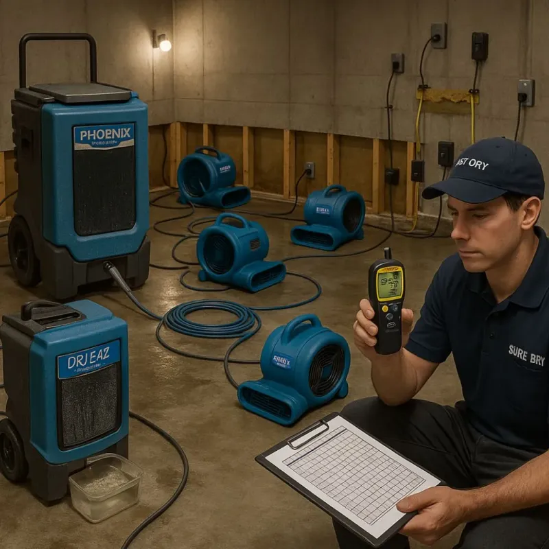 Structural Drying and Dehumidification process in Brimfield, MA